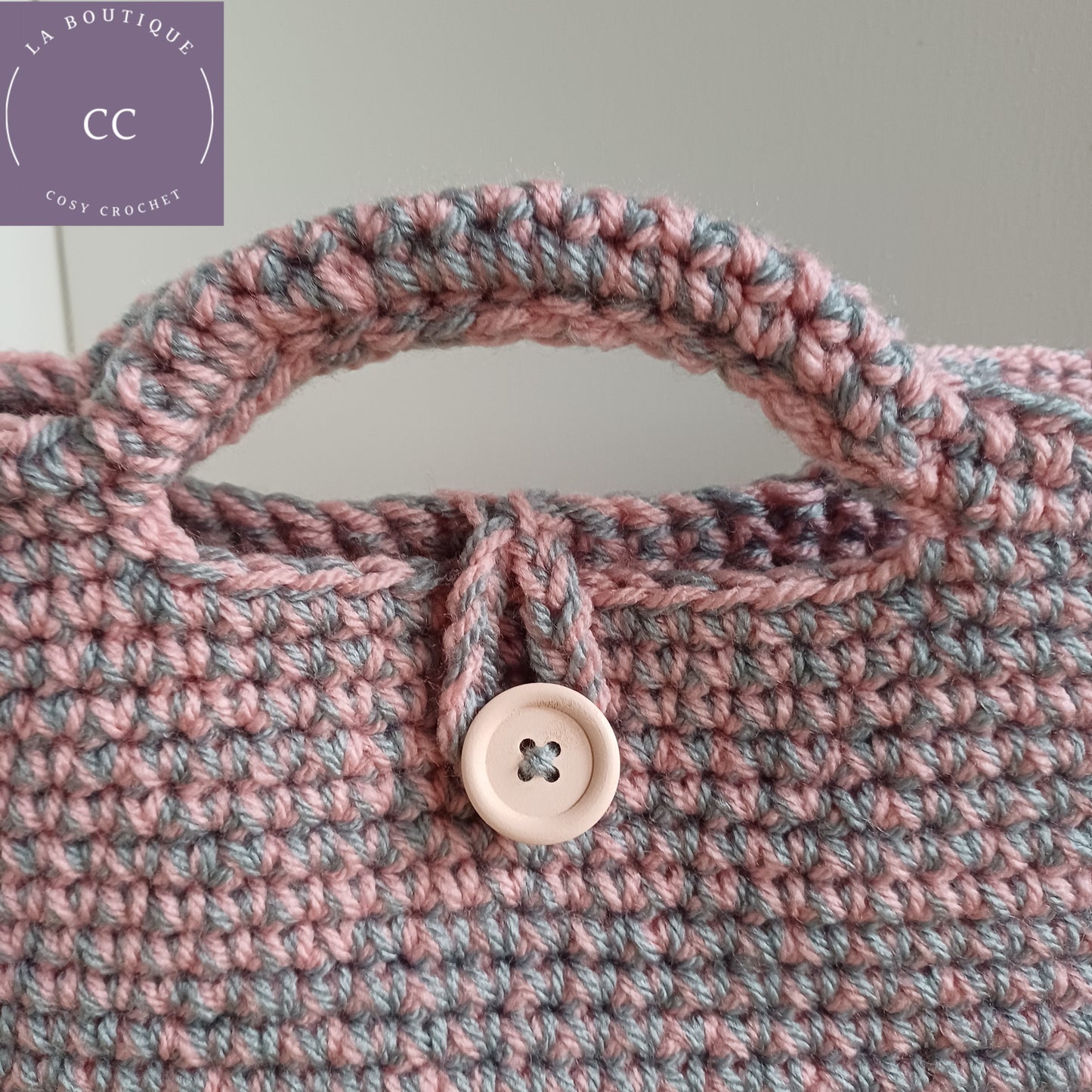Sac panier rose et gris