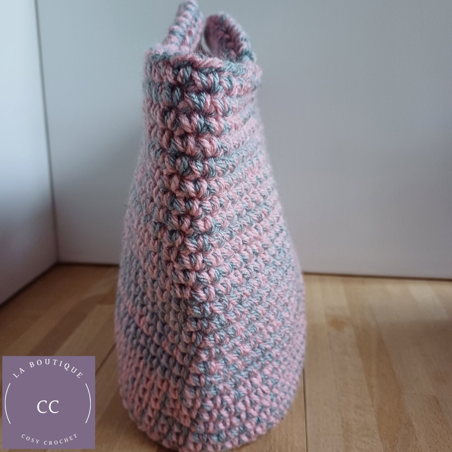 Sac panier rose et gris
