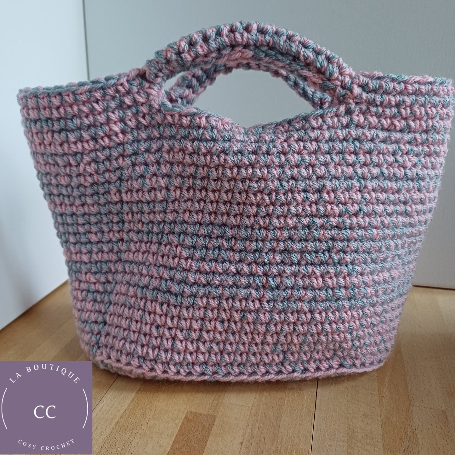 Sac panier rose et gris