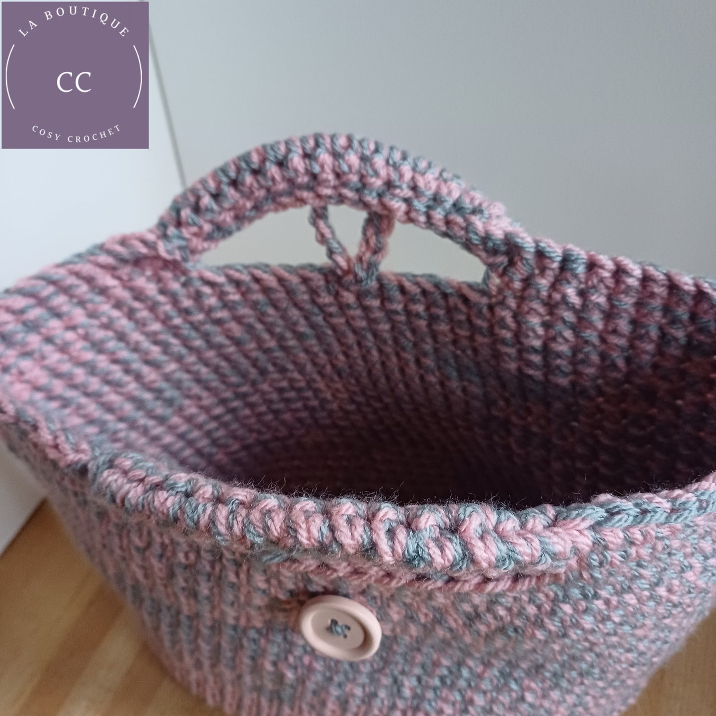 Sac panier rose et gris