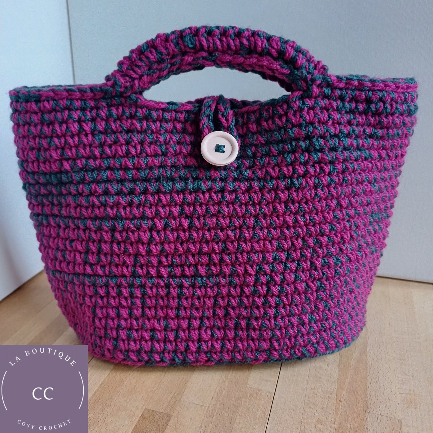 Sac panier fuchsia et vert