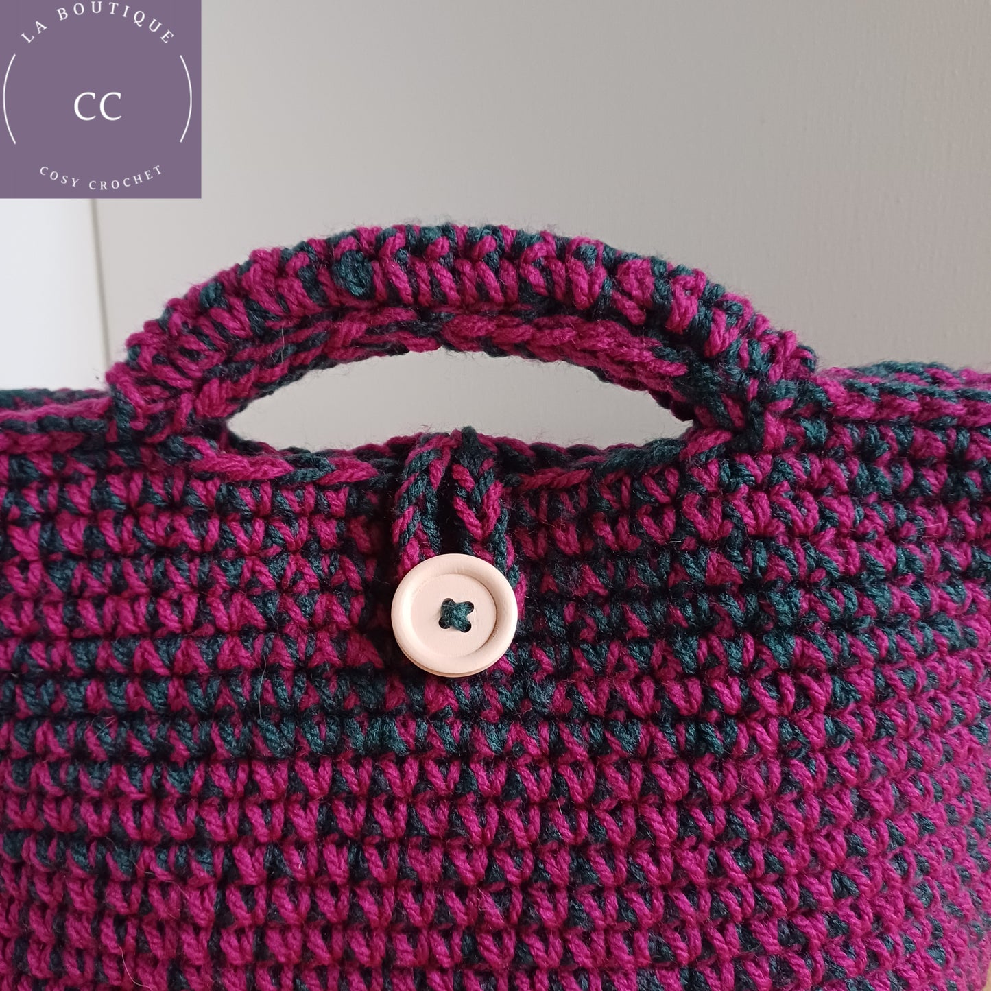 Sac panier fuchsia et vert