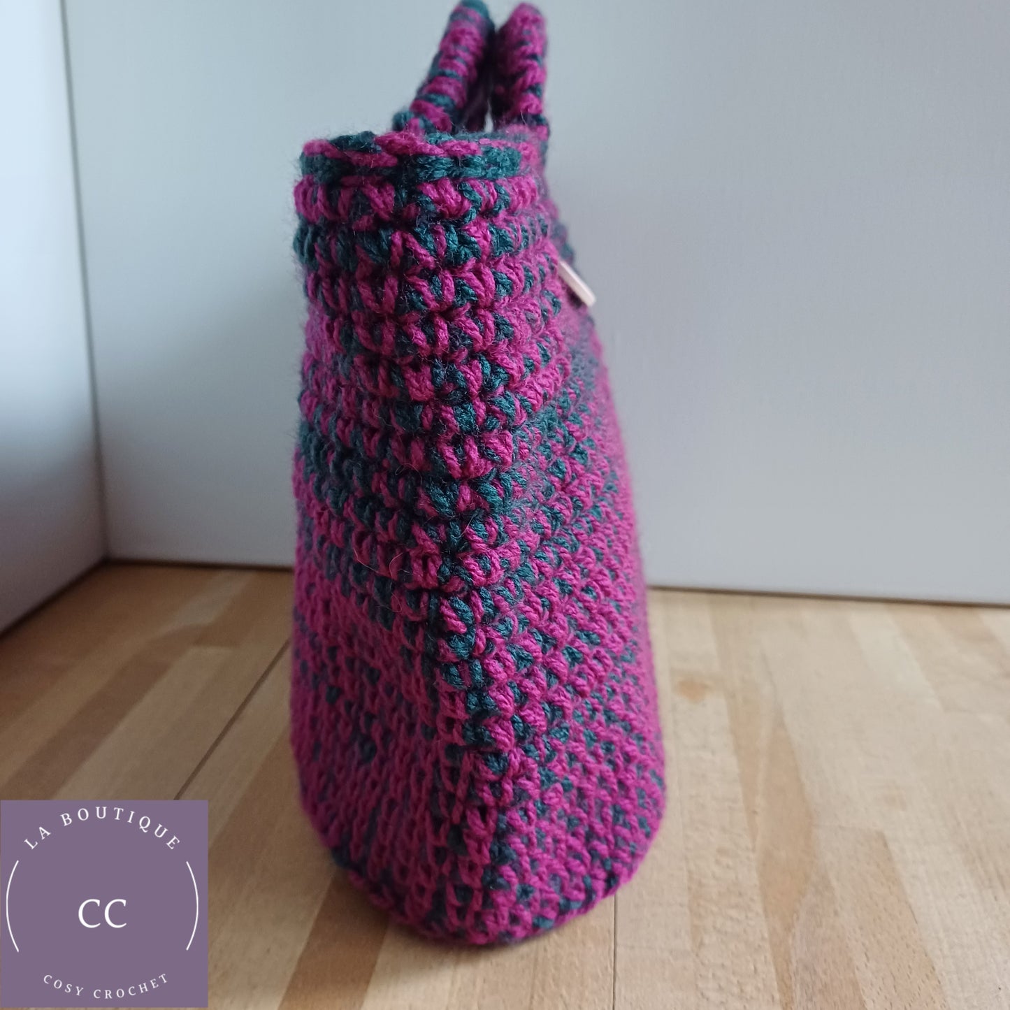 Sac panier fuchsia et vert
