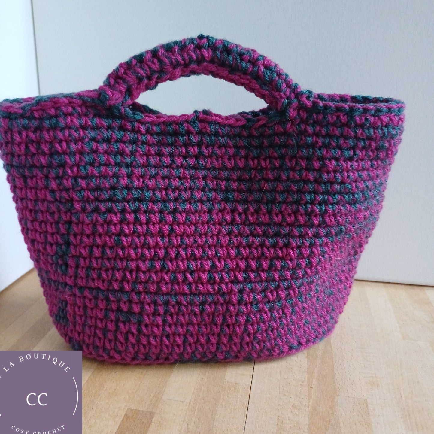 Sac panier fuchsia et vert