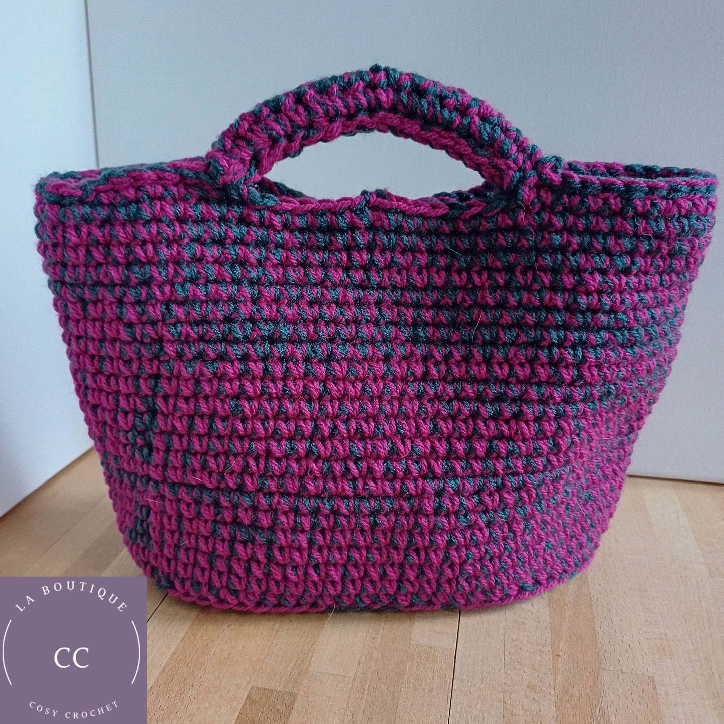 Sac panier fuchsia et vert