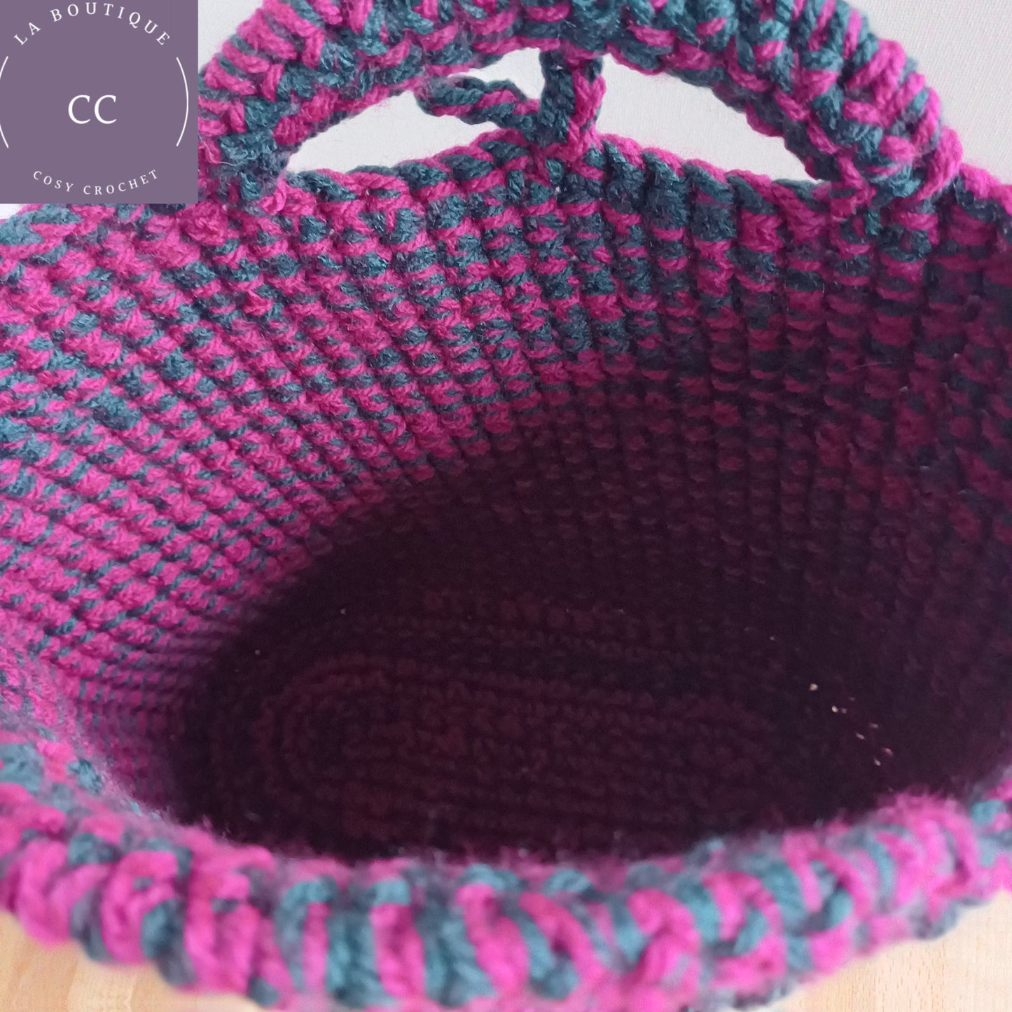 Sac panier fuchsia et vert