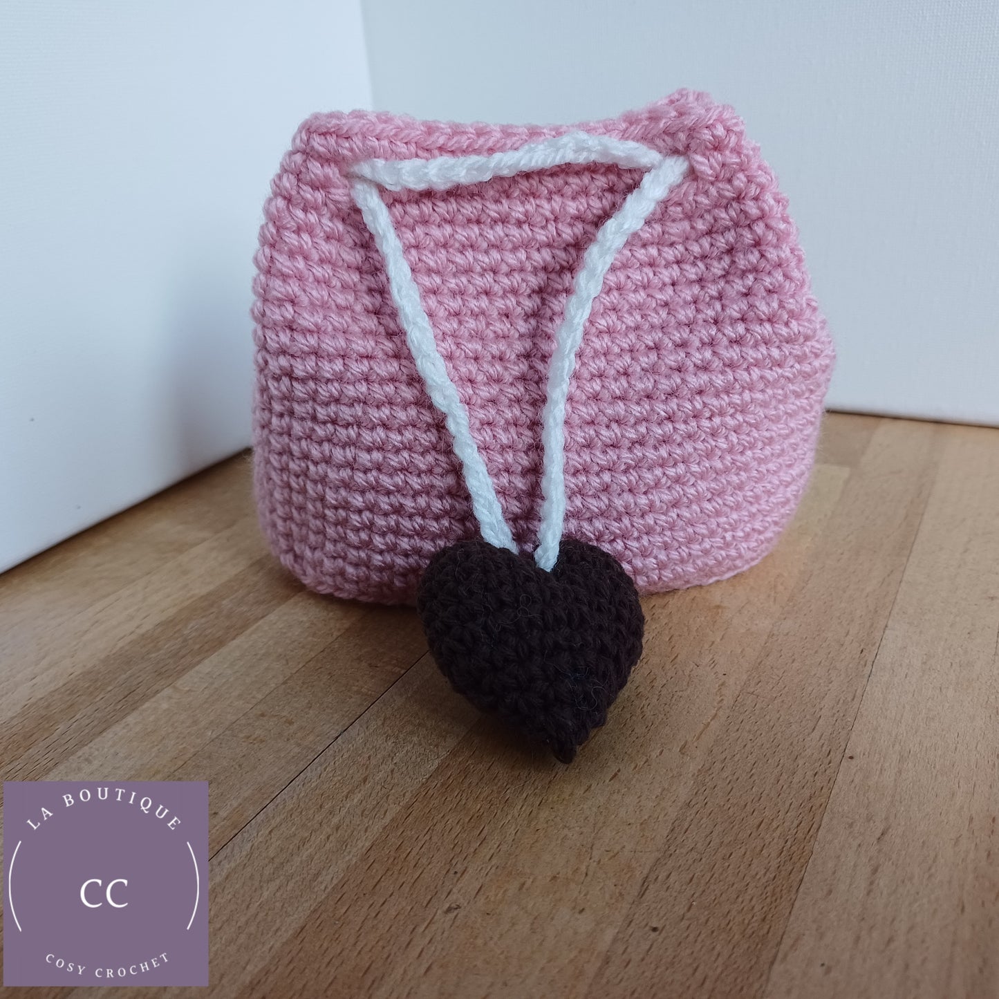 Petite pochette rose clair fermoir cœur