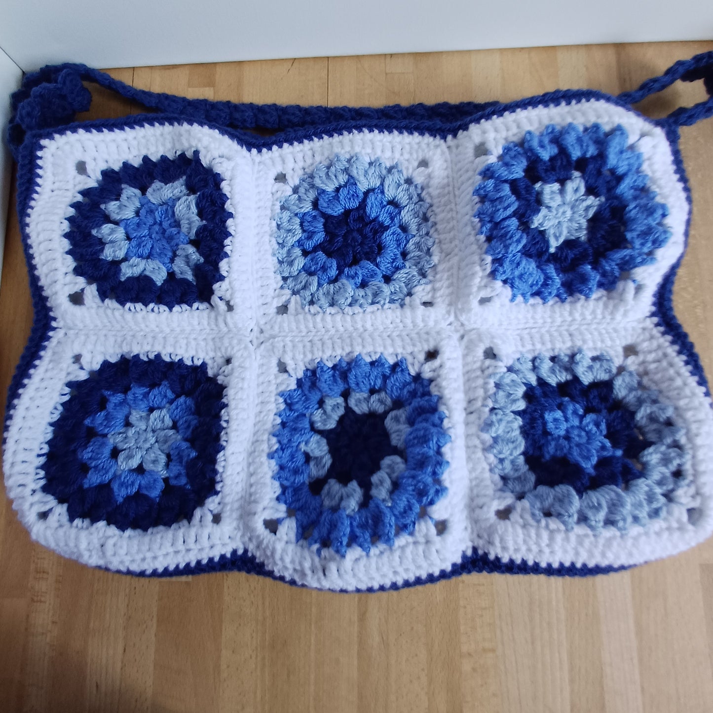 Grand sac bandoulière bleu et blanc
