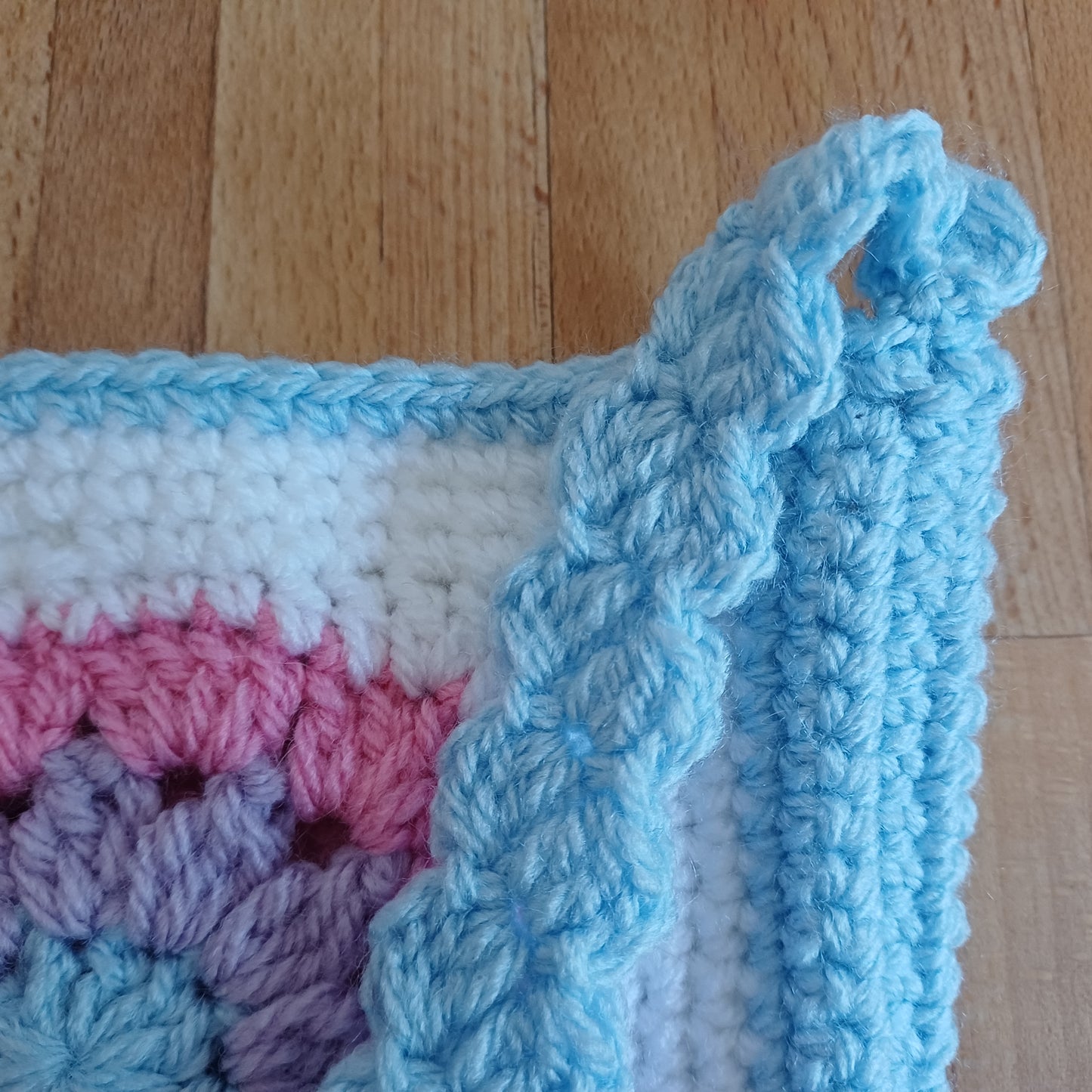Grand sac bandoulière bleu, violet et rose