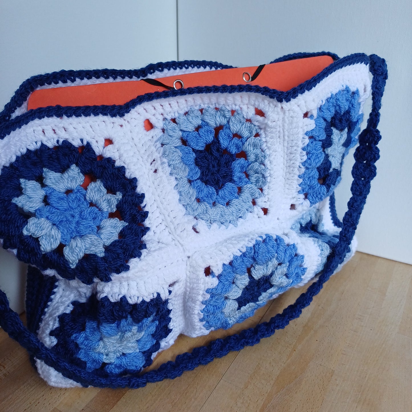 Grand sac bandoulière bleu et blanc