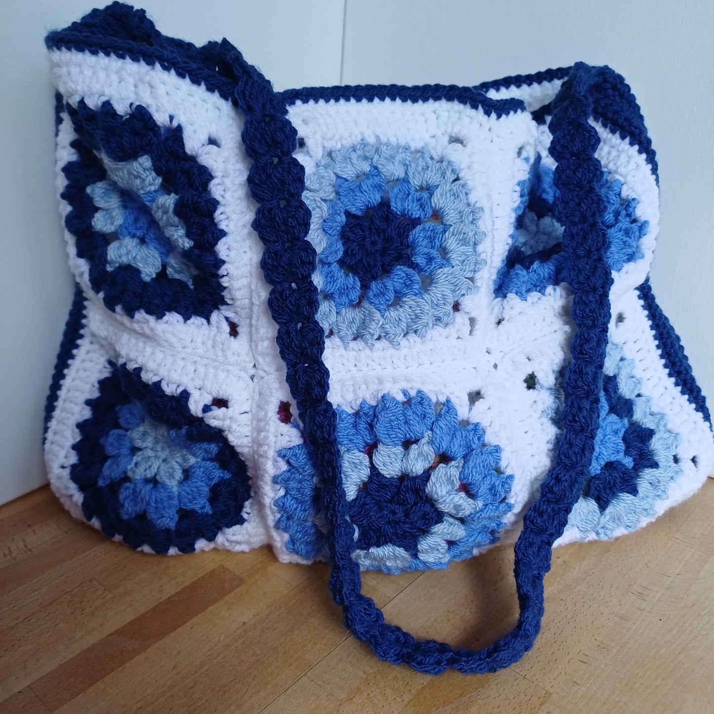 Grand sac bandoulière bleu et blanc