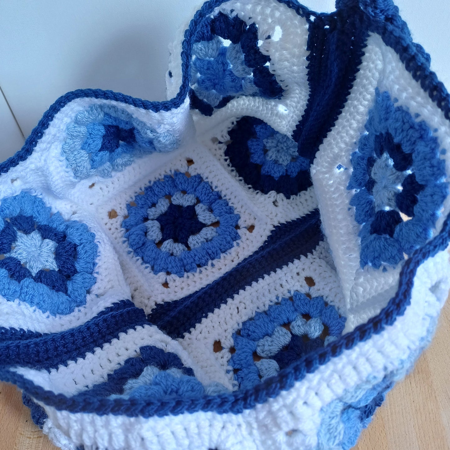 Grand sac bandoulière bleu et blanc