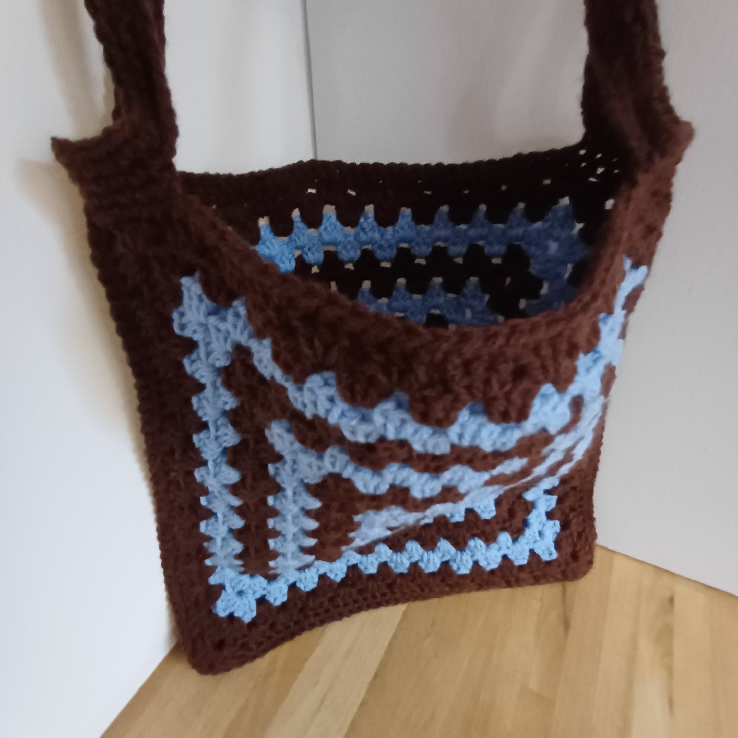 Tote bag marron et bleu