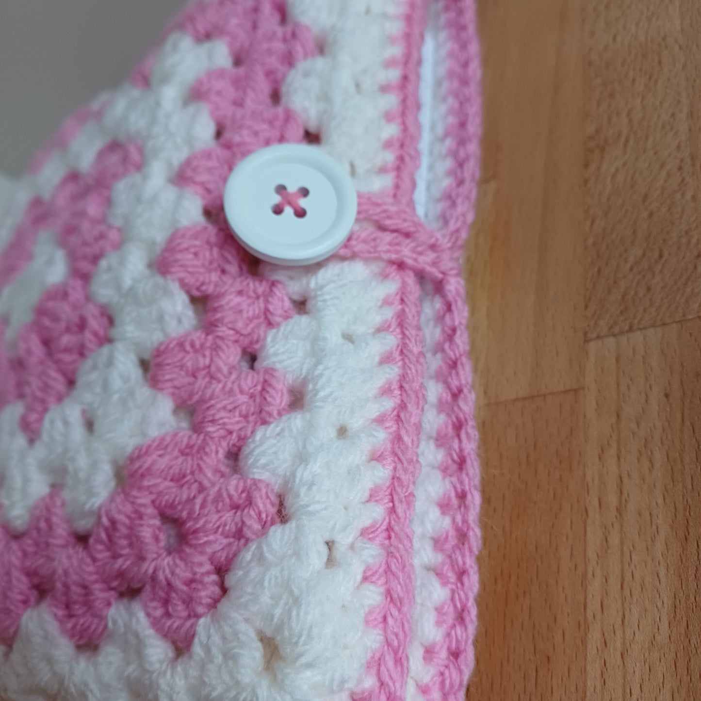 Etui pour carnet avec rangements rose et blanc