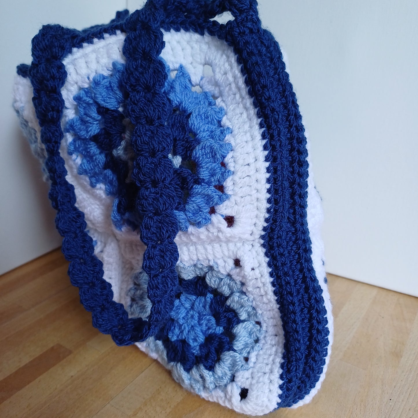 Grand sac bandoulière bleu et blanc