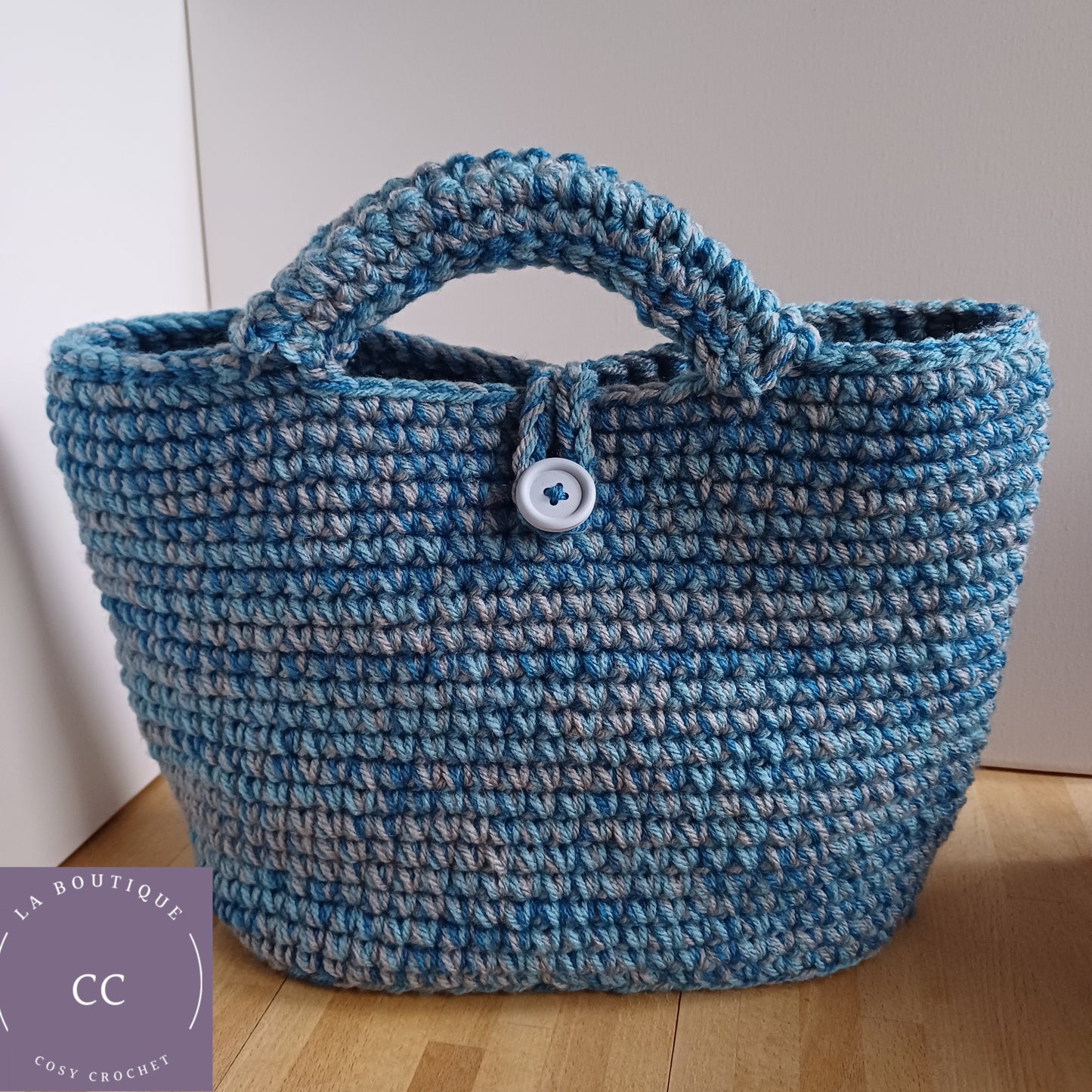 Sac panier bleu gris