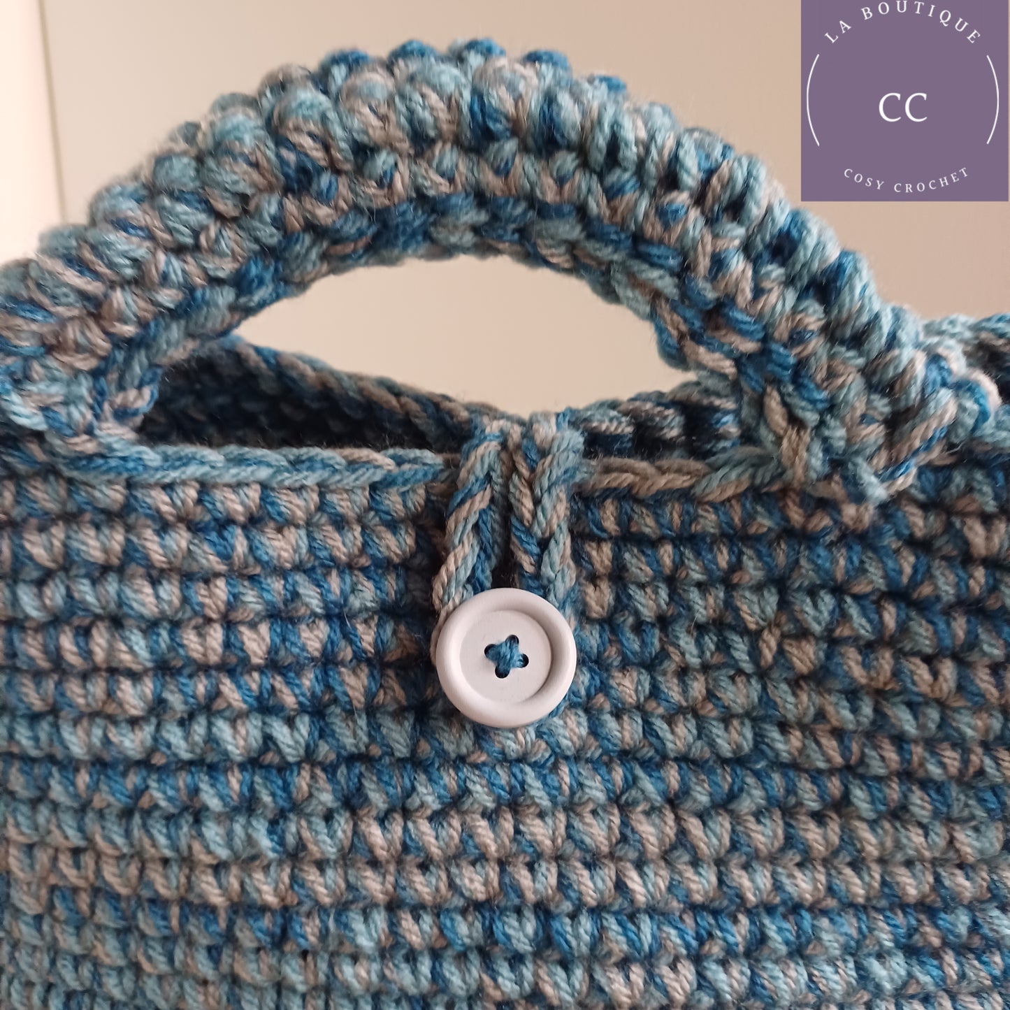 Sac panier bleu gris