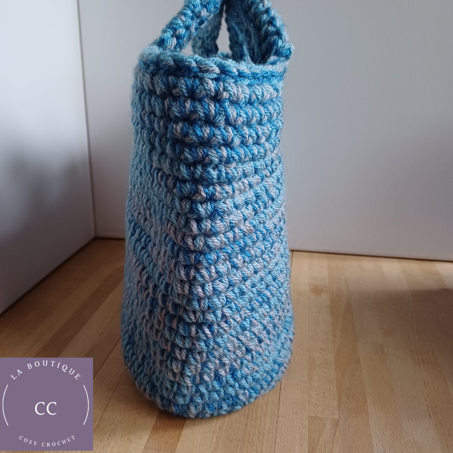 Sac panier bleu gris