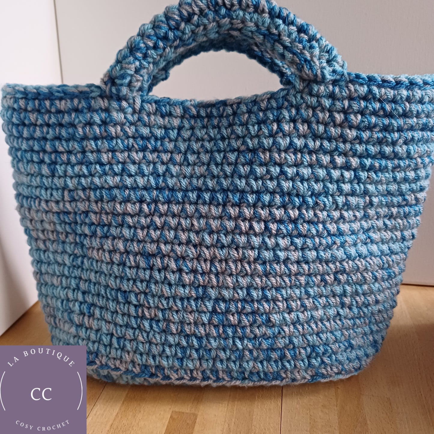 Sac panier bleu gris