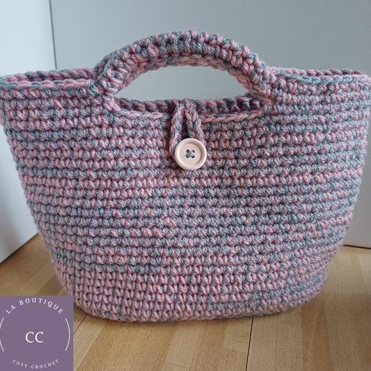 Sac panier rose et gris