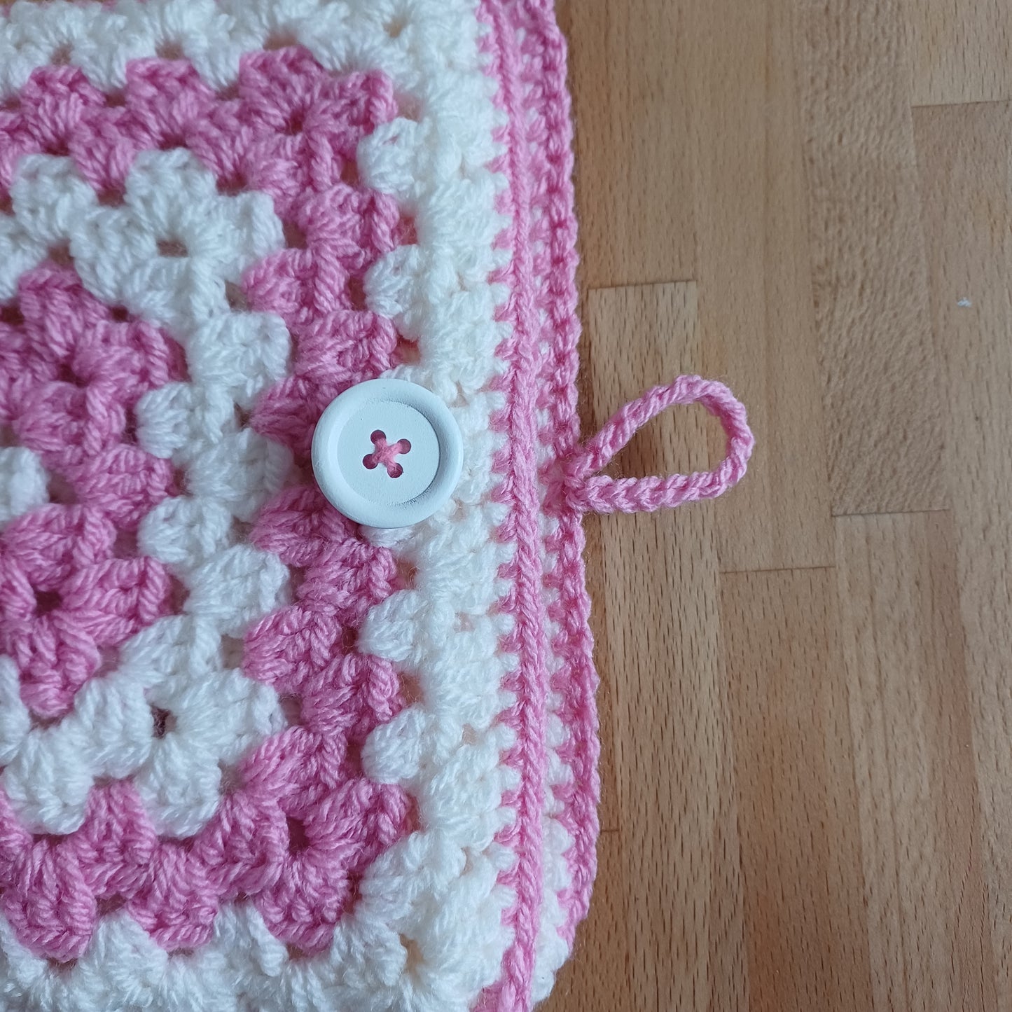 Etui pour carnet avec rangements rose et blanc