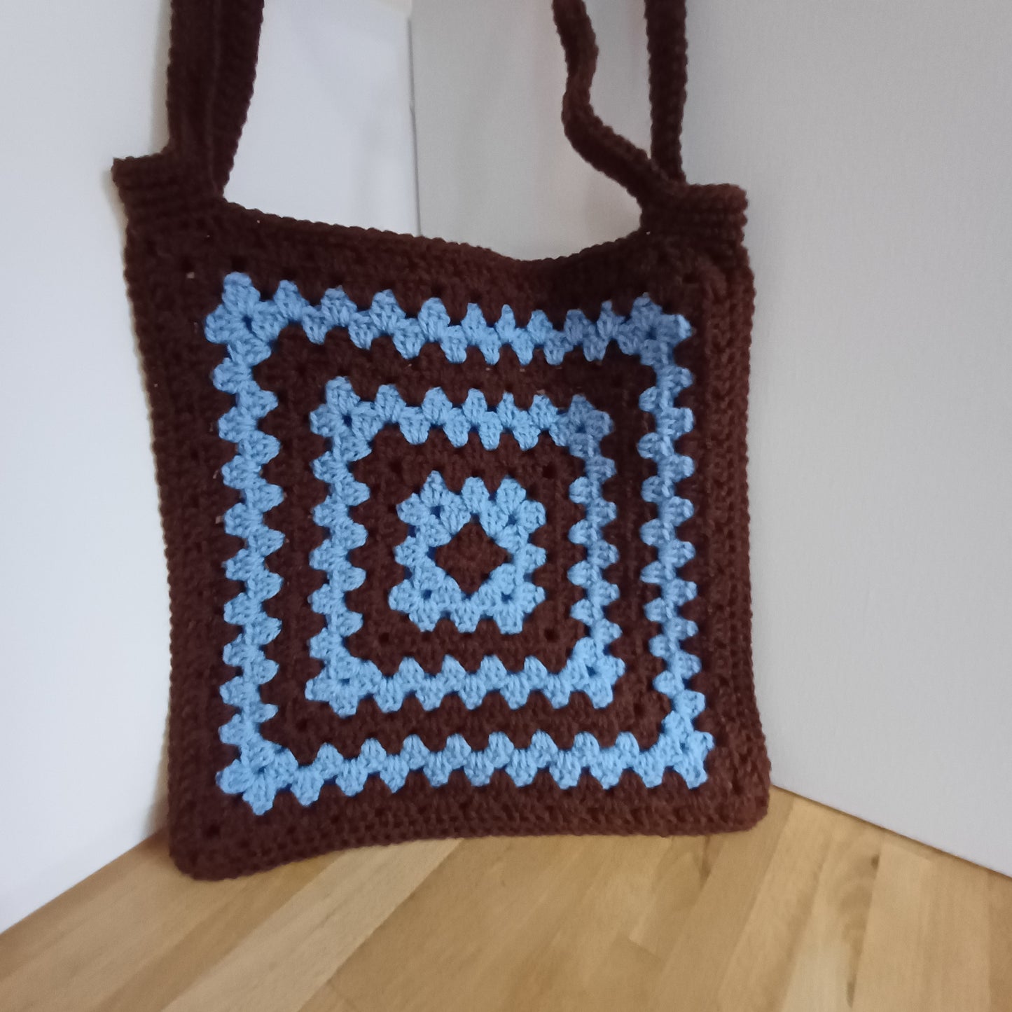 Tote bag marron et bleu