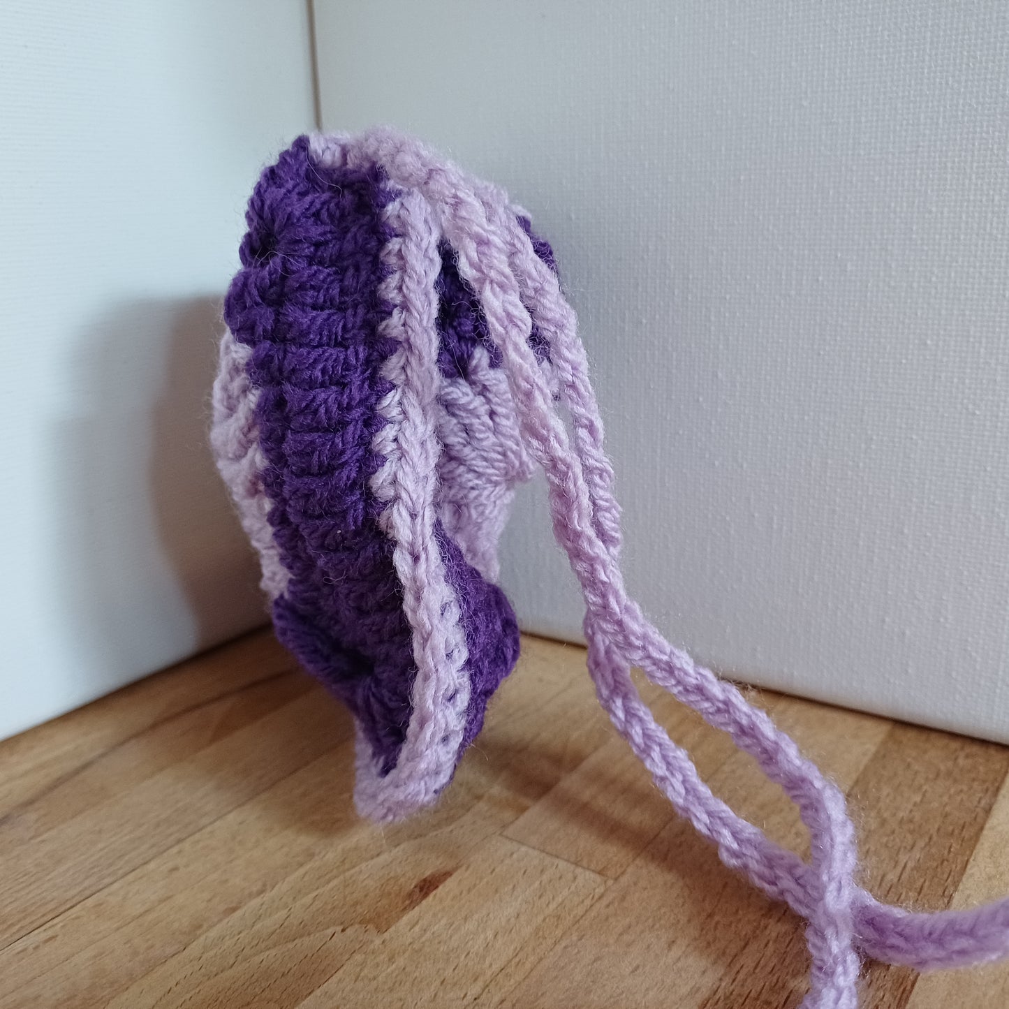 Pochon granny coeur duo de violet.