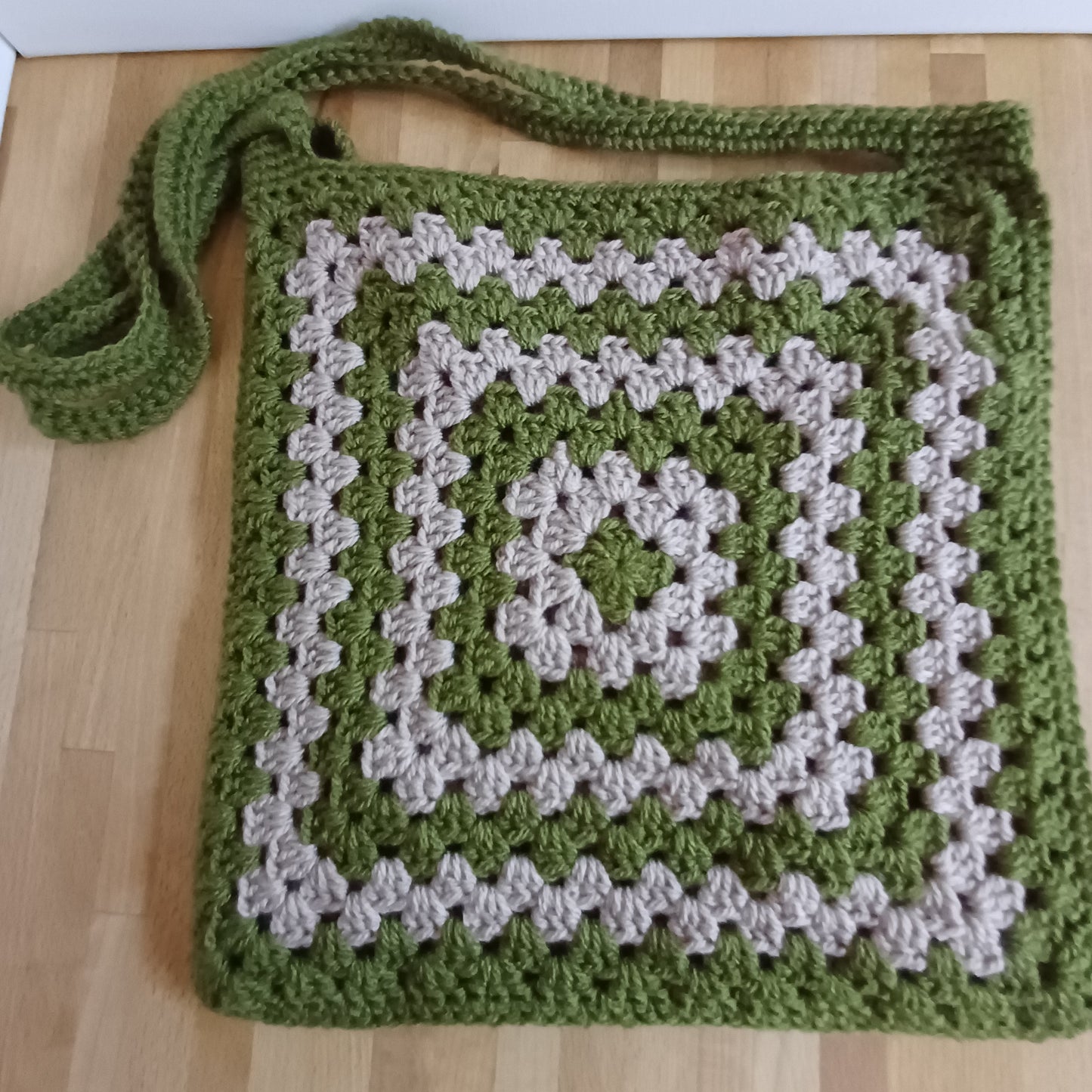 Tote bag vert et beige