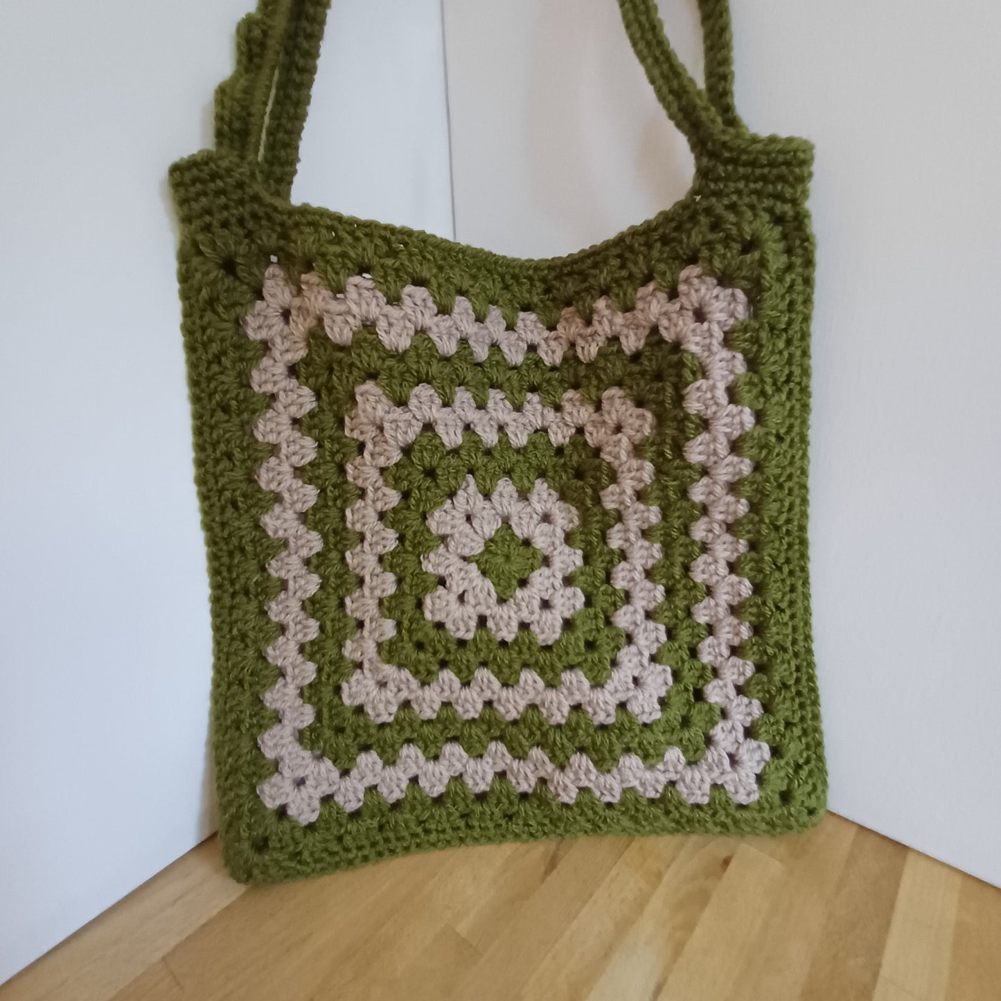 Tote bag vert et beige