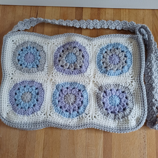 Grand sac bandoulière gris pastel
