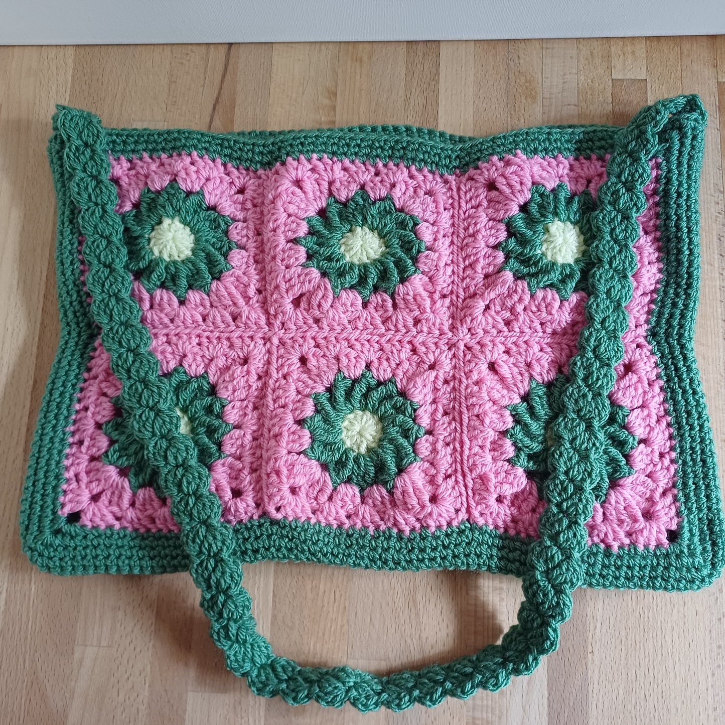 Grand sac bandoulière rose et vert