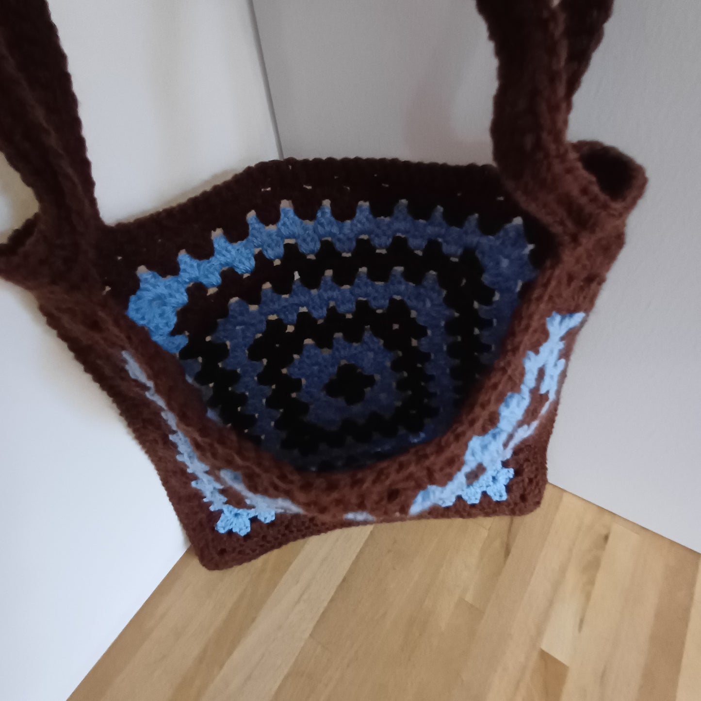 Tote bag marron et bleu