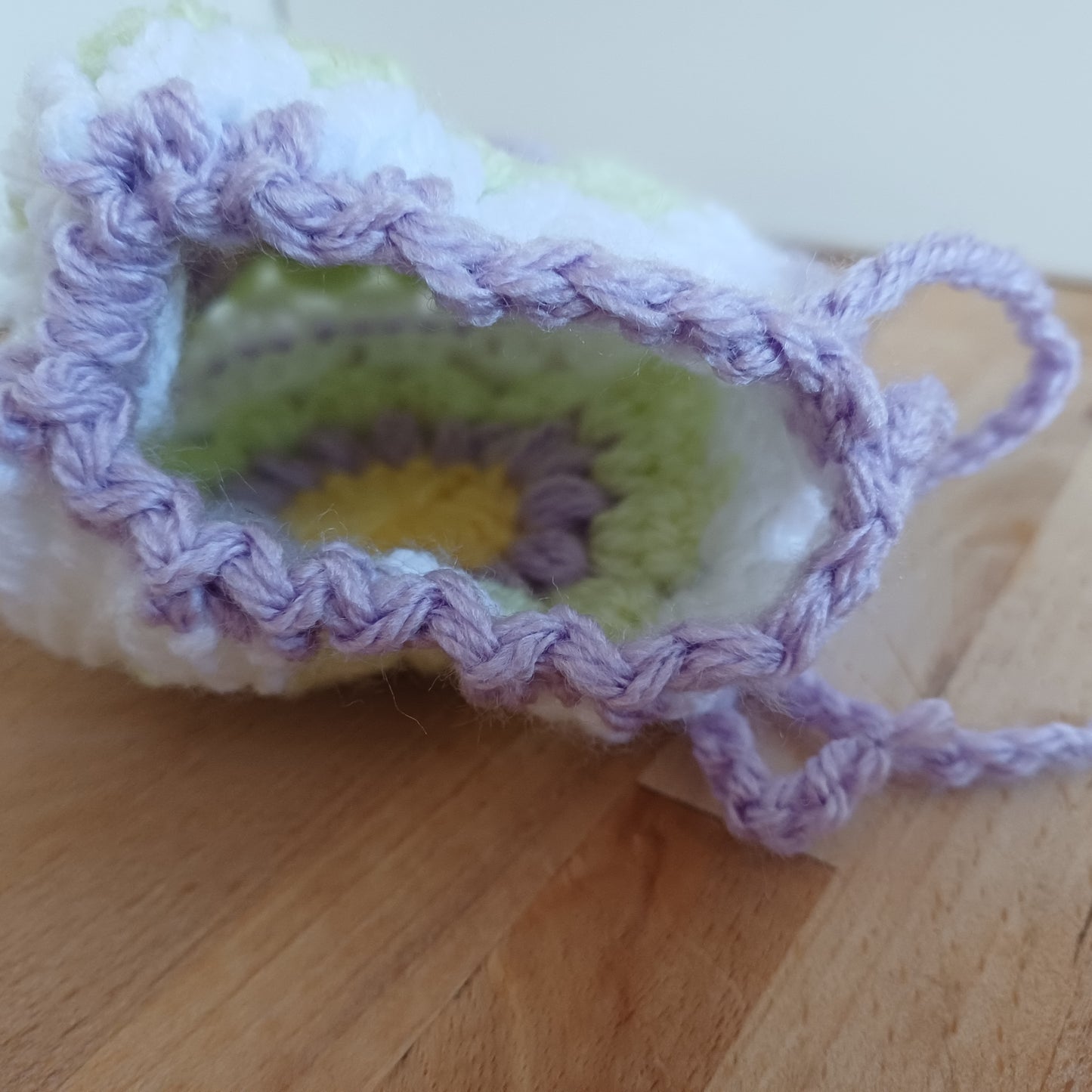 Pochon granny mauve et vert clair