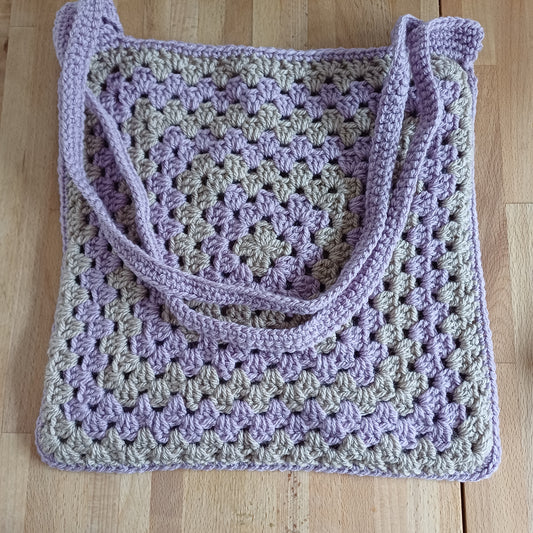 Tote bag mauve et beige
