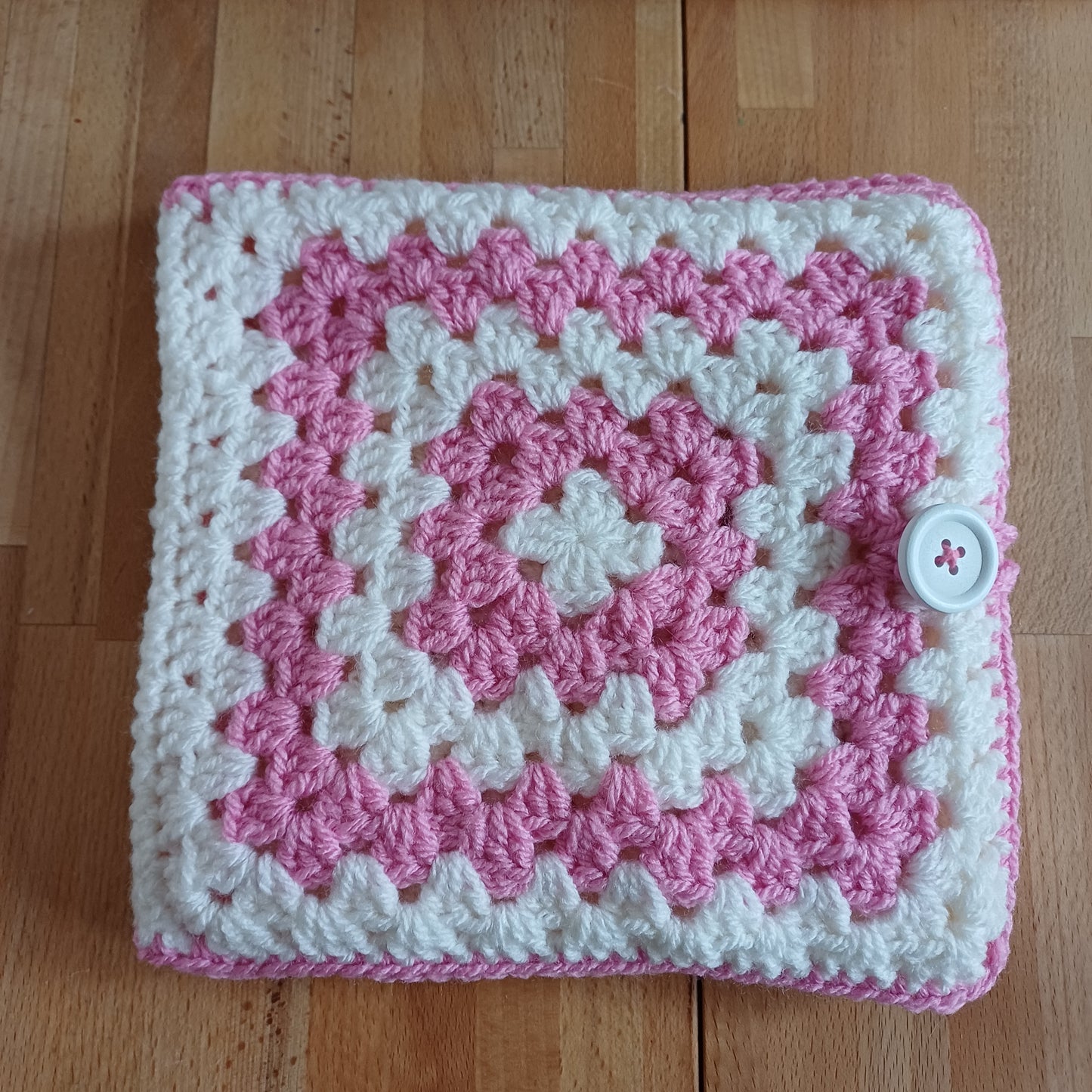 Etui pour carnet avec rangements rose et blanc