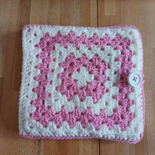 Etui pour carnet avec rangements rose et blanc