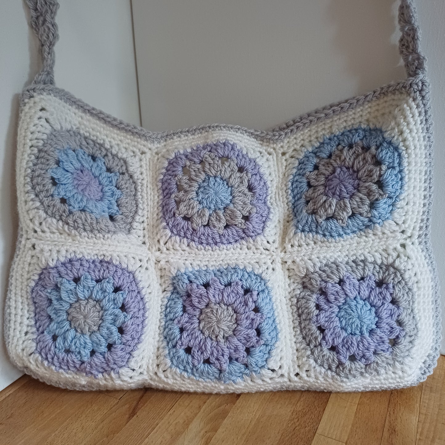 Grand sac bandoulière gris pastel