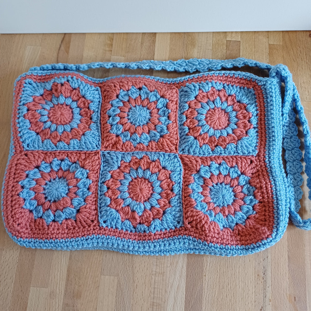 Grand sac bandoulière bleu et orange