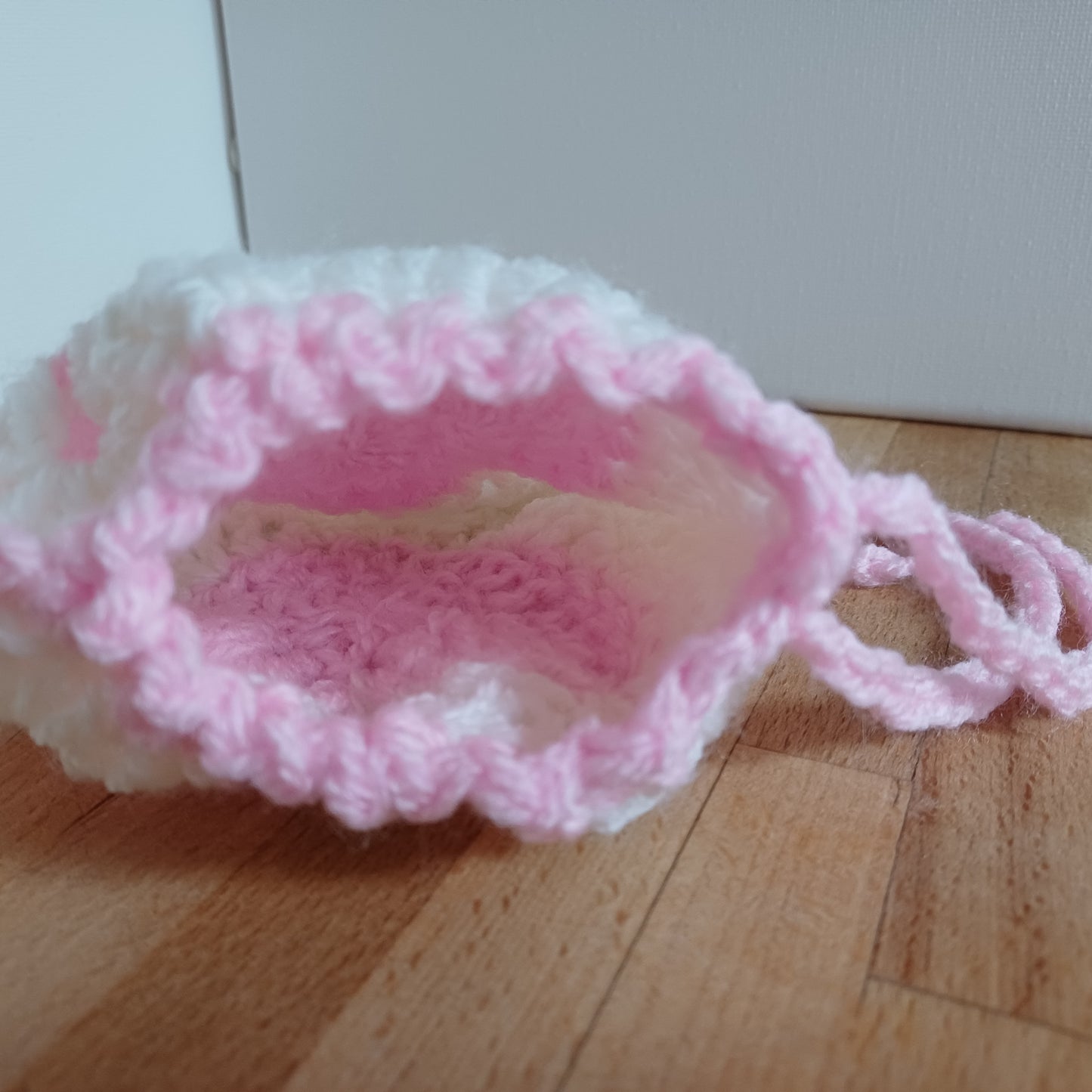Pochon granny coeur rose pastel