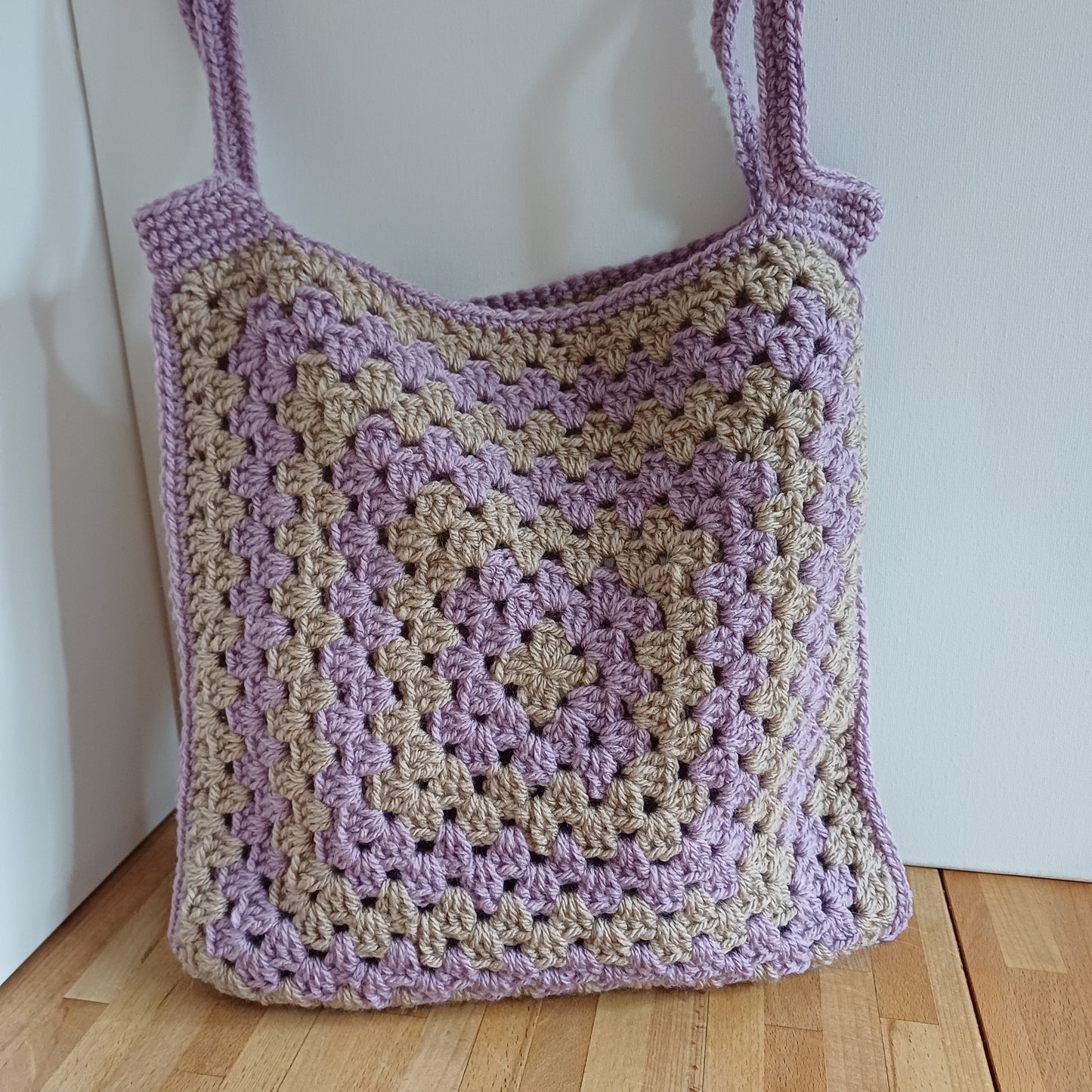 Tote bag mauve et beige