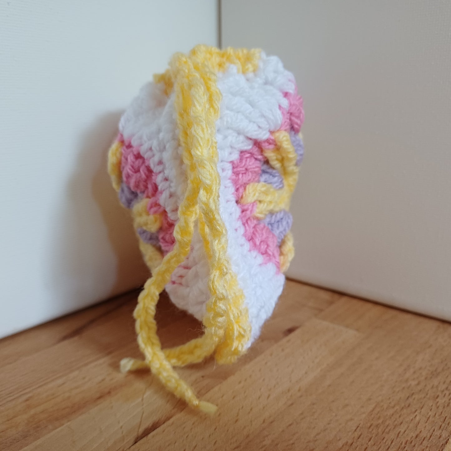 Pochon granny jaune, violet et rose