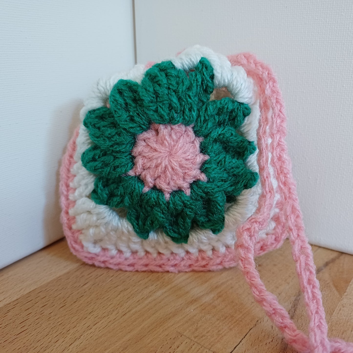 Pochon granny vert foncé et rose