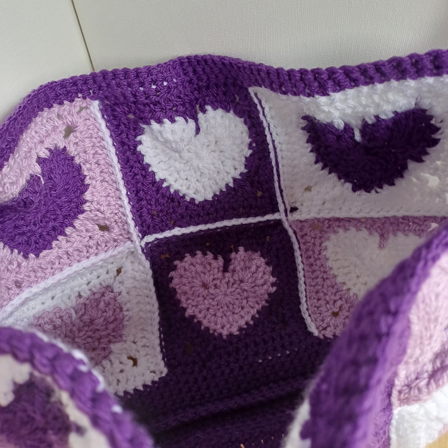 Grand sac bandoulière coeur violet