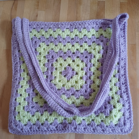Tote bag mauve et vert clair