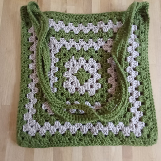 Tote bag vert et beige