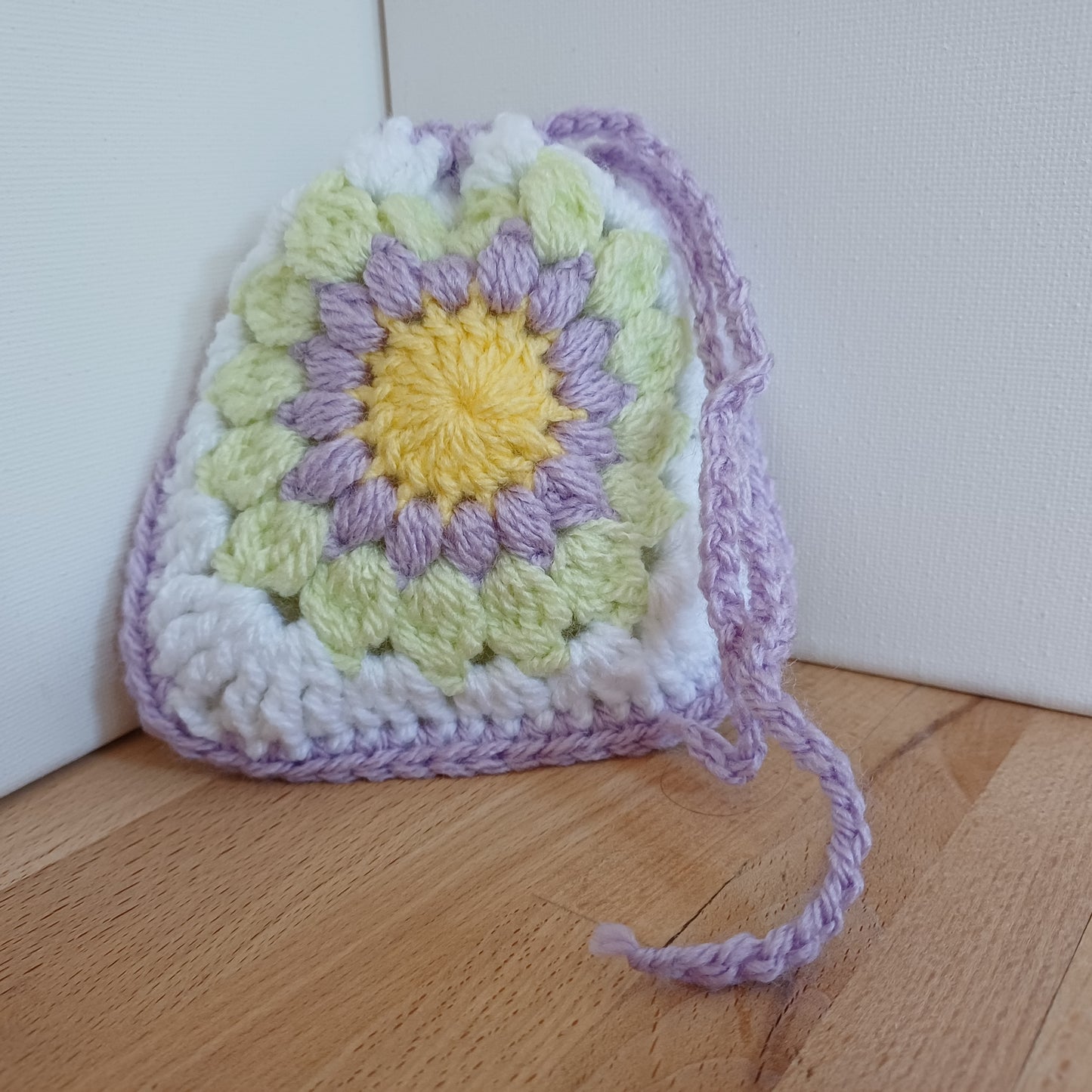Pochon granny mauve et vert clair