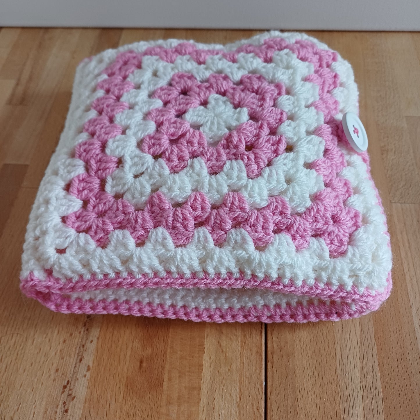 Etui pour carnet avec rangements rose et blanc