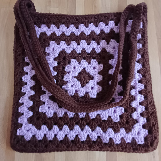 Tote bag marron et rose