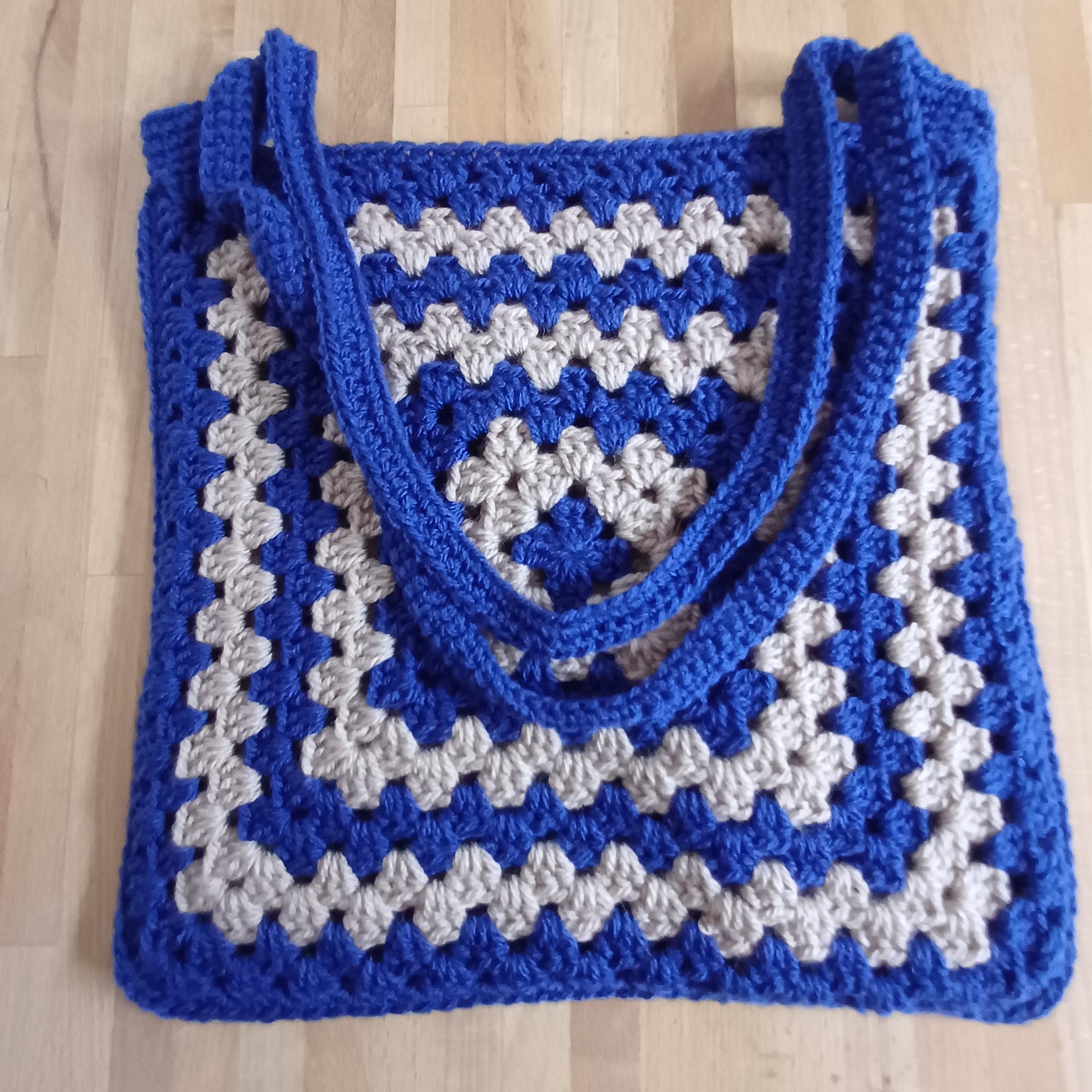 Tote bag bleu et beige
